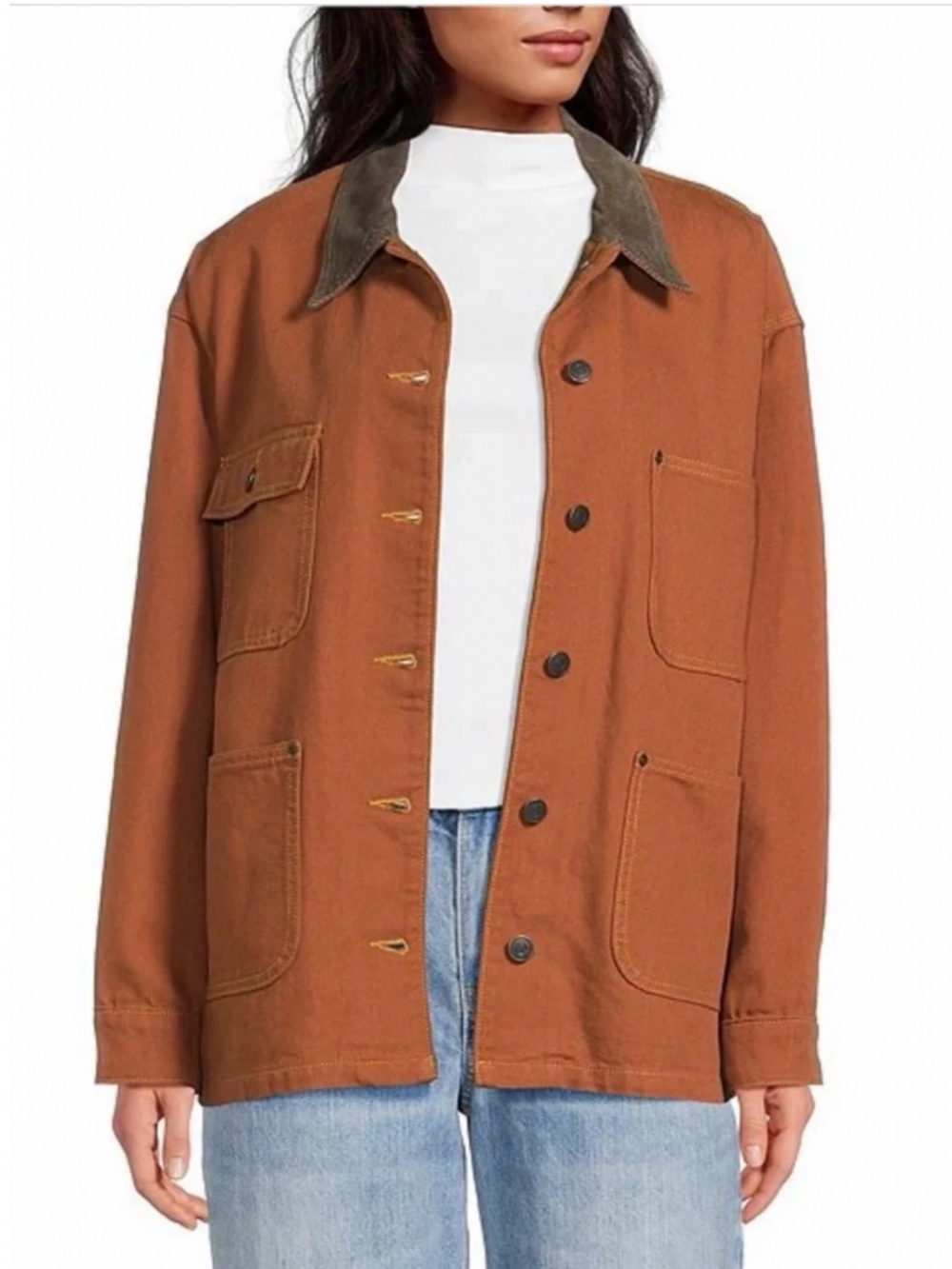 NWT Gianni Bini Rust Utility Jacket with Dark Contrast Collar Sz L